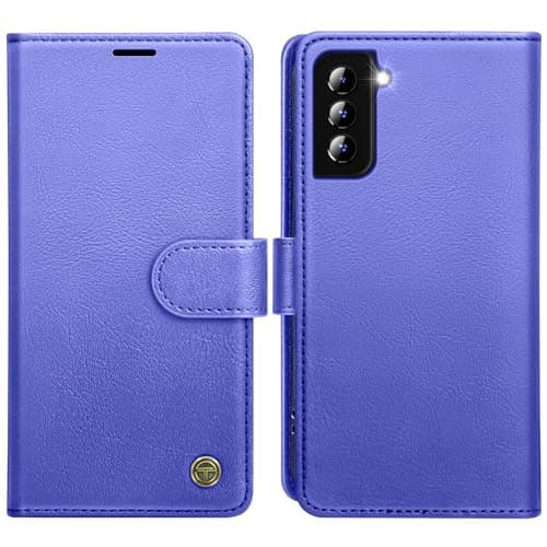 Image of AIMOYU for Samsung Galaxy S21 5G Case, Flip Wallet Leather Phone Case with [4 Card Slots] [Kickstand] [RFID Blocking] Magnetic Protective Shockproof Cover for Samsung S21 Phone Case - Lake Blue