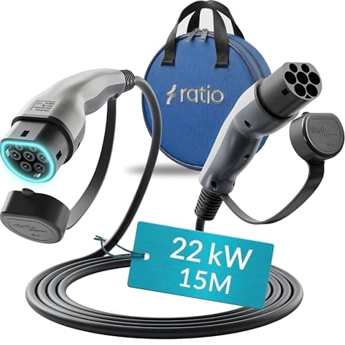 Image of Type 2 Charging Cable 22kW | 32A | 15M | 3-Phase | Mode 3 | 15 Metre Type 2 to Type 2 EV Charging Cable 22kW Electric Car Charger, Fast EV Vehicle Charger - Made in Holland - With Storage Bag