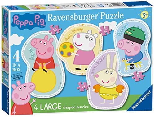 Image of Ravensburger Peppa Pig 4 Large Shaped Jigsaw Puzzles (10, 12, 14, 16 Pieces) for Kids Age 3 Years Up - Educational Toys for Toddlers