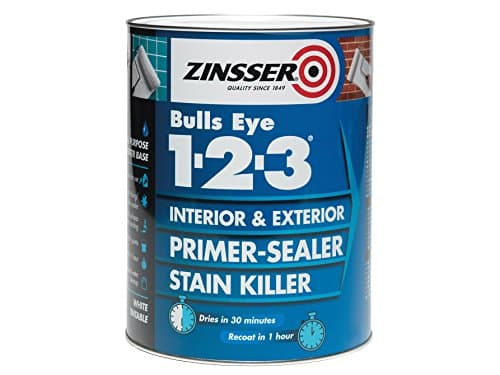 Image of Zinsser Bulls Eye 1-2-3 Primer-Sealer & Stain Killer 1 Litre Ready Mixed Colour - White