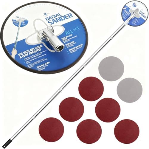 Image of Vurlexat Radial Sander with Sheets Set, 85 Inch Drywall Pole Sander with 8pcs Poles, 360° Rotation Drywall Sanding Tool with 8pcs Sheets 80,100,120,150,180,240 Grit for Polishing Wall and Ceiling
