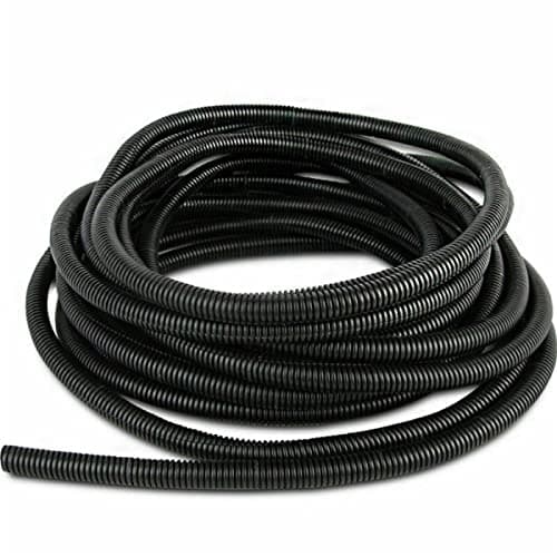 Image of Split Loom Tubing Wire Conduit, Black Corrugated Wire Tube Cable Protection Pipe Cable Tidy Tube for TV Cables, Electric Wire, Garden Lights (Inner Ø7mm, 3 Metres)
