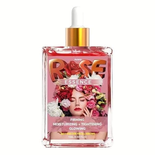 Image of Rose Essence Facial & Neck Firming Serum, Rose Oil Nourishing Treatment - Hydrating Face Oil for a Natural Glow - Antioxidant-Rich Formula - 0.51oz, Facial Skincare, Deep Hydration