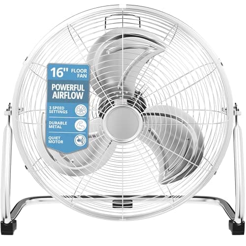 Image of Dealberry Homiu Air Circulator Chrome Metal High-Velocity Cold Adjustable Floor Fan (16")
