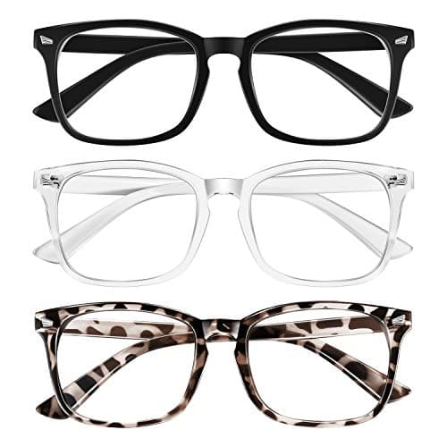 Image of Ougenni Blue Light Blocking Glasses for Women Men Fashion Computer Screen Gaming TV Eyeglasses, Anti Eyestrain & UV Glare Glasses 3 Pack