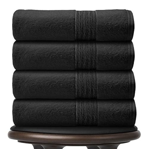 Image of GC GAVENO CAVAILIA Pack of 4 Jumbo Bath Sheets 450 GSM | Highly Absorbent Quick Dry 100% Cotton Towel Sets | (80x170 Cm) Bath Sheets Towels Extra Large, Black