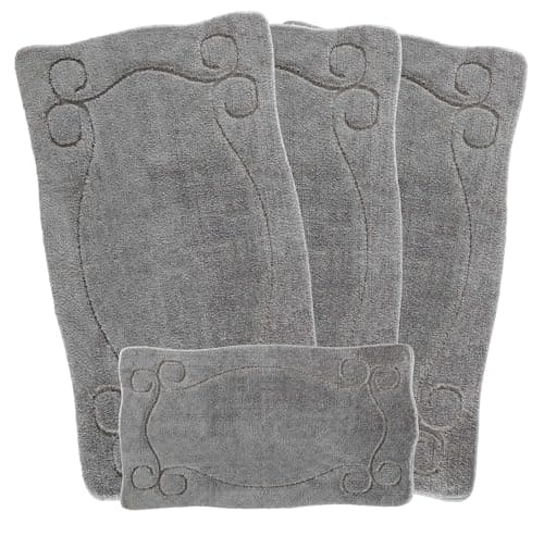 Image of emmahome ROMANY GYPSY WASHABLE 4PCS MAT/RUG SET, CARAVAN/MOBILE HOME TOURER SIZES, 67X120CM, ELVIN Smart (Grey)