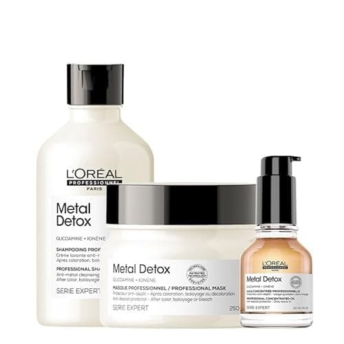 Image of L'Oreal Professionnel PACK Serie Expert Metal Detox Shampoo 300ml, Metal Detox Mask 250ml & Metal Detox Anti-Deposit Protector Concentrated Oil 50ml