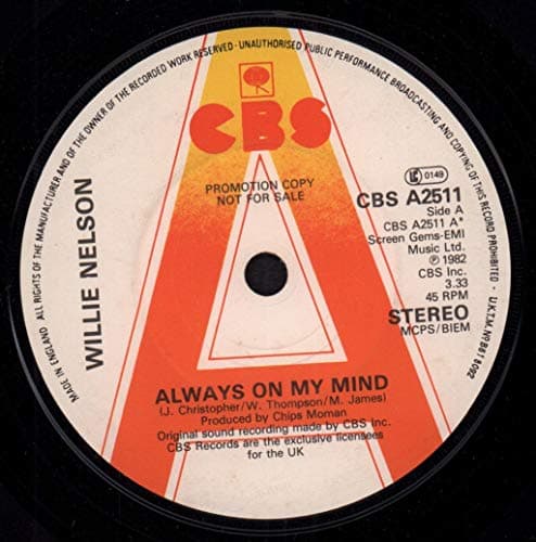 Image of ALWAYS ON MY MIND 7" (45) UK CBS 1982 B/W PARTY'S OVER (CBSA2511) PIC SLEEVE [VINYL]