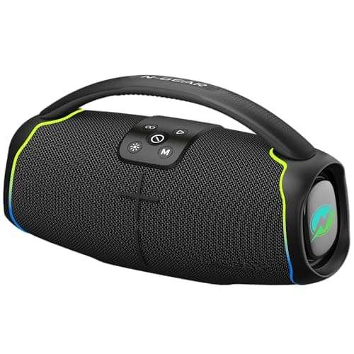 Image of N-Gear NRG 200 Bluetooth Speaker with Light and Carry Handle, 200W, USB or AUX Connection with 2 Mobile Phones, Up to 8 Hours of Music Playtime, IPX5 Outdoor Bluetooth Box