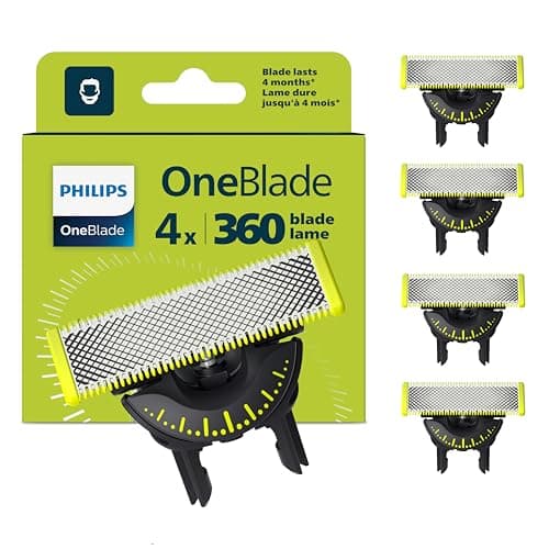 Image of Philips OneBlade Original 360 Blade Heads, Compatible with all OneBlade and Pro Electric Shaver & Trimmers, Original from Philips, 4x One Blade, 16-Month Supply (QP440/50)