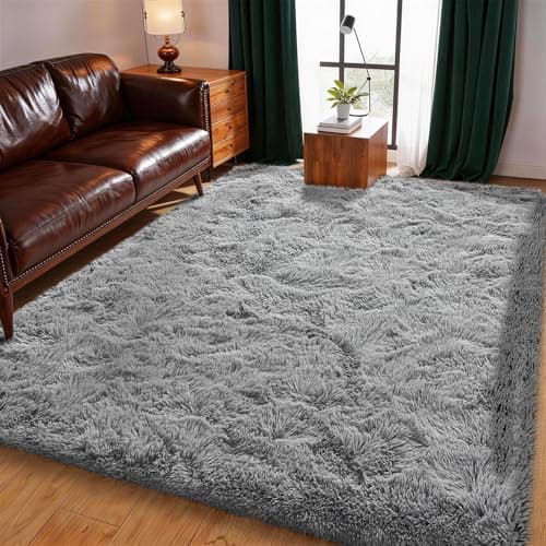 Image of XSIVOD Grey Ultra Soft Floor Carpet, Luxury Fluffy Shag Lounge Area Rug Ideal for Living Room, Bedroom, Nursery, Kids Baby Room, 80x160cm