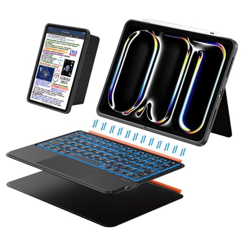 Image of iPad Pro 11 inch Case with Keyboard (M5 M4 2025 2024),Magnetic Detachable Magic Keyboard, Multi-Touch Trackpad,7-Color Backlit, Landscape/Portrait,160° Adjustable Stand for iPad Pro 11 5th Gen (Black)