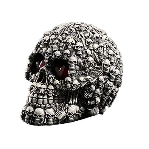 Image of VOANZO Halloween LED Skull Light Night Light Skull Ornament with LED Light Up Eyes Desk Lamp for Bar Table Cool Birthday Surprise Gothic Party Decoration(Exclude Battery)