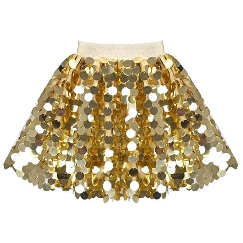 Image of Girls Skirt Yellow High Waist Twinkling Sequin Tutu Ballet Celebration Age 7-8 Years