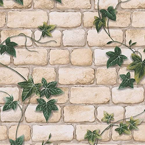 Image of A.S. Creation Ivy Brick Effect Wallpaper 9804-34 White/Green