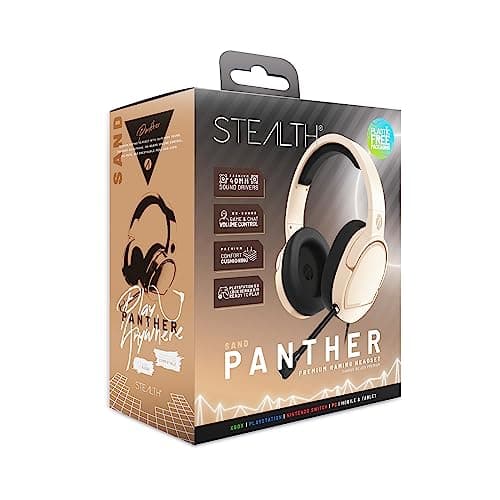 Image of STEALTH PANTHER Sand - Over Ear Gaming Headset PS4/PS5, XBOX, Switch, PC with Flexible Mic, 3.5mm Jack, 1.5m Cable, Lightweight, Comfortable and Durable