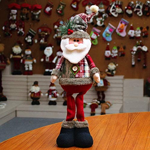 Image of Christmas Standing Figures Xmas Santa Snowman Reindeer Plush Dolls Home Indoor Table Ornament Decorations Christmas Party Tree Hanging Decor Toy Gifts for Friends House Restaurants Office,48x18CM