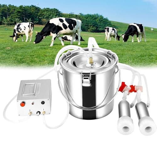 Image of HEGGMKK Electric Cows Sheep Milking Machine(3L/5L/10L), Pulsation Vacuum Pump Milker, Automatically Stops When Milk Full, Comfortable Milk Extraction, for Dairy Cow Goat,3L,Cattle