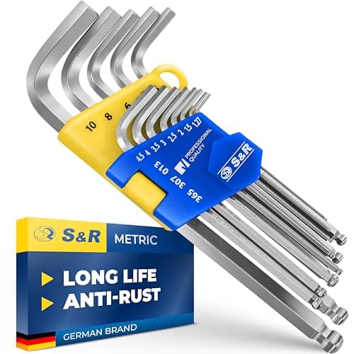 Image of S&R Allen Key Set, Metric Keys, Long, Folding, Ball Head, 13 pcs, HX 1,27 1,5; 2,0; 2,5; 3,0; 4,0; 5,0, 5,5, 6,0; 8,0; 10,0 mm