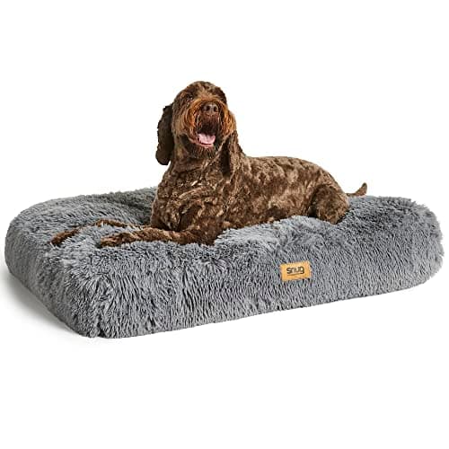 Image of Snug Super Fluffy Large Dog Bed - Super Soft, Cosy and Comfortable Cat Dog Pet Bed Pillow Mattress Sofa Cushion with Non-Slip Base and Machine Washable Cover - Large - 90 x 60 x 11cm - Grey