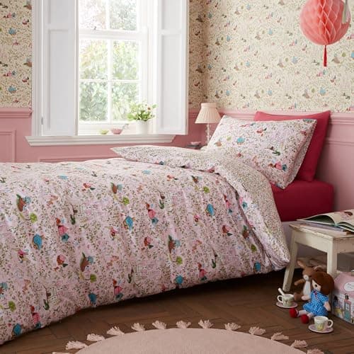 Image of Belle & Boo Fairytale Reversible Cotton Double Duvet Cover Set with Pillowcases Pink