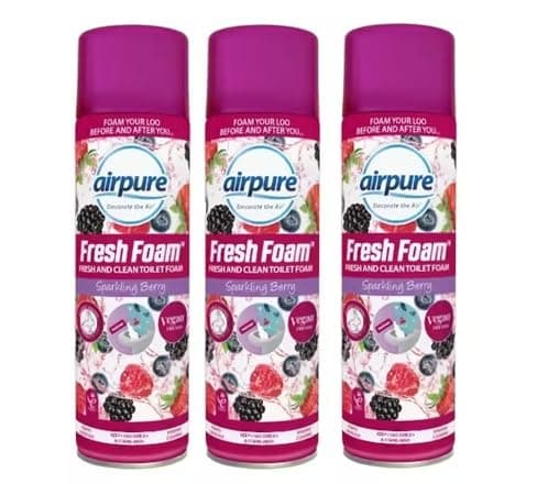 Image of Airpure Fresh Foam Mighty Mousse Bathroom & Toilet Cleaner (3 x 500ml) (Sparkling Berry x3)