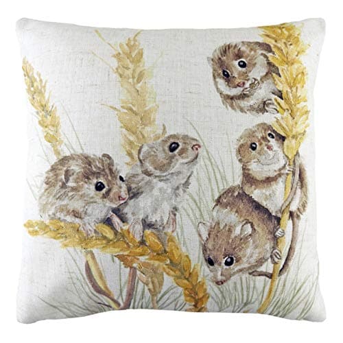 Image of Evans Lichfield Woodland Fieldmice Polyester Filled Cushion, Multi, 43 x 43cm