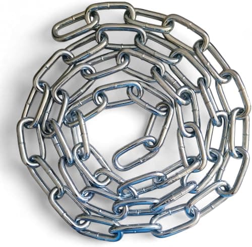 Image of 10MM Metal Chain Heavy Duty & Rust Resistant Link Galvanised Thick Polished Stainless Steel for Security Gate Fence Gym Weight Lifting Strong Long Life Welded Links (10MM, 2.5 Metre)