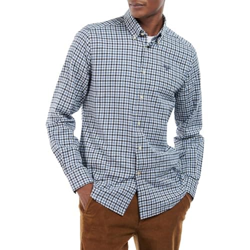 Image of Barbour Finkle Tailored Gingham Shirt Navy XX Large, Blue