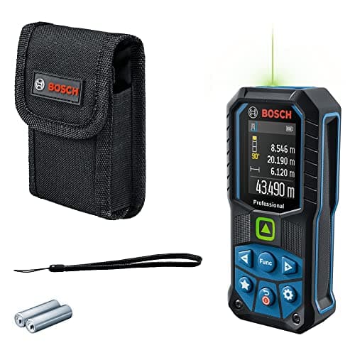 Image of Bosch Professional Laser Measure GLM 50-23 G (green laser, tilt sensor, range: up to 50m, robust, IP65, ± 1.5 mm*, 2x AA batteries, hand strap, pouch) - Amazon Exclusive