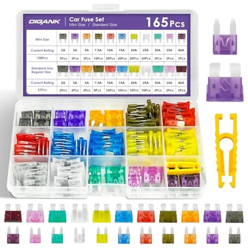 Image of 165 Pcs Car Fuses Kit – Mini & Standard Blade Fuses, 2A-40A, Mixed Pack with Storage Case & Fuse Puller – Automotive Set for Cars, Trucks, SUVs, 12V-32V Applications