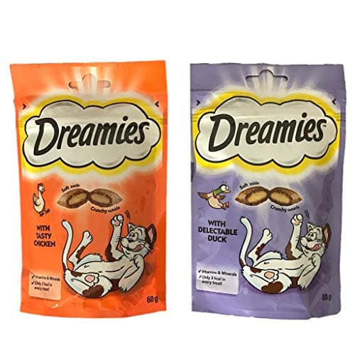 Image of Dreamies Cat Treats Bundle - 2 Flavours - Delectable Duck and Tasty Chicken 60g (one of each)