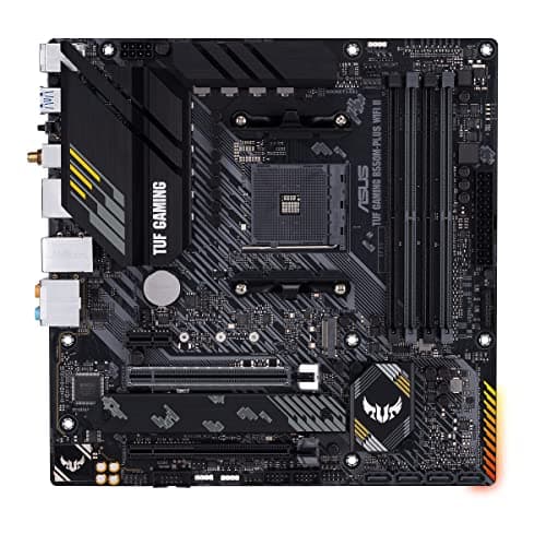Image of ASUS TUF Gaming B550M-PLUS (Wi-Fi), AMD B550 (Ryzen AM4) Micro ATX Motherboard (PCIe 4.0, Dual M.2, 10 DrMOS, DDR4, Intel WiFi 6, 2.5 Gb Ethernet, HDMI, DisplayPort, USB 3.2 Gen 2 Type-A and Type-C