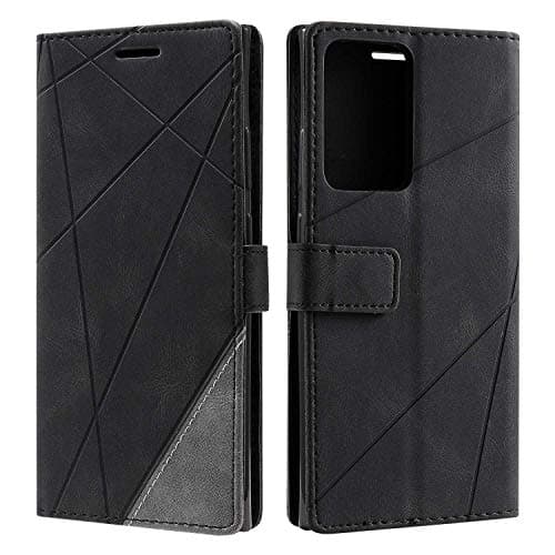 Image of SONWO Case for Galaxy Note 20 Ultra Case, Premium Leather Flip Wallet Case Magnetic Closure Card Slots Kickstand Phone Case for Samsung Galaxy Note 20 Ultra, Black