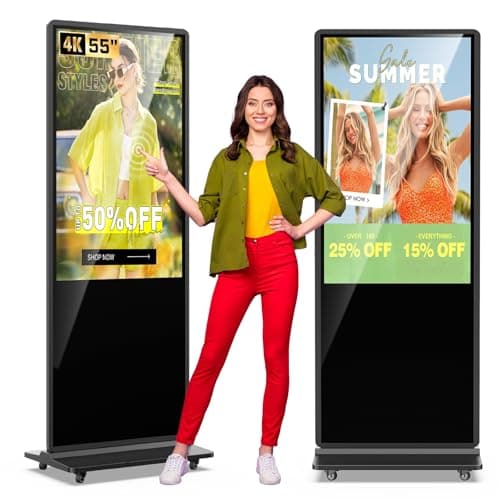 Image of QIXZOCV 55 Inch 4K Touchscreen Kiosk, Indoor Floor Standing Digital Signage Displays, Advertising Display LCD Totem, Interactive Display Poster Android System with Auto Media Player