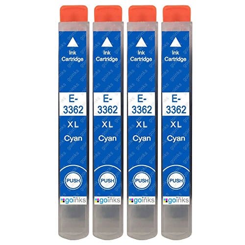 Image of Go Inks 4 Cyan Ink Cartridges to replace Epson T3362 (33XL Series) Compatible/non-OEM for Epson Expression Premium Printers, High Capacity (XL)