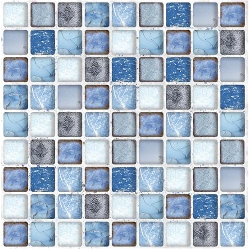 Image of ANHUIB Mosaic Wallpaper,Blue Tones Tiles Wallpaper,Toilet Wall Paper (44x300cm) Mosaic Tile Stick on Vinyl Wrap Stickerss Self Adhesive Sticky Back Plasitc Roll Backsplash for Kitchen Bathroom
