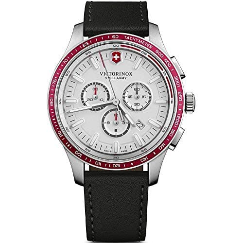 Image of Victorinox Men’s Watch Alliance Sport Chronograph Ø 44 mm, Swiss Made, Analogue Quartz, Water-Resistant up to 100 m, Leather Strap, Black/White
