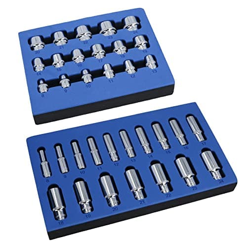 Image of 3/8" Drive Metric Shallow and Deep Bi-Hex 12 Point Sockets 8mm - 24mm 34pc