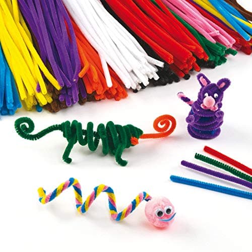Image of Baker Ross EV6832 Fluffy Soft Pipe Cleaners, Value Pack of Craft Supplies for Kids (Pack of 120), Assorted, 30cm