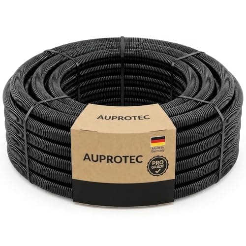 Image of AUPROTEC 2 m Corrugated Conduit Unslotted, Inner Ø 17 mm I UV & Heat Resistant Polypropylene I Flexible Hose as Cable Protection for Outdoor & Indoor Use I Black