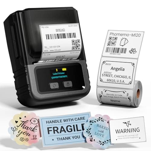 Image of Phomemo M120 Label Maker Machine 2 Inch, Thermal Label Printer Compatible with IOS & Android, Portable Wireless Sticker Printer for Barcode, Retail, Home Use, Office, Small Business