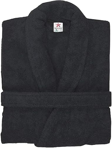 Image of Stars and Stripes Organic Ecological Sustainable Black Cotton Terry Towel Plain Bathrobe