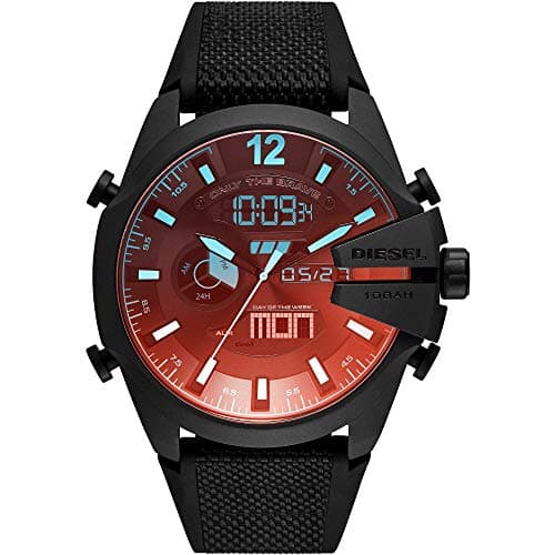 Image of Diesel Watch for Men Mega Chief, Ana-Digi Movement, 51 mm Black Stainless Steel Case with a Mixed Strap, DZ4548