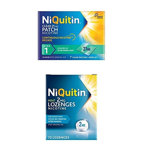 Image of NiQuitin Clear 24 Hour 7 Patches Step 1 and NiQuitin Mint 72 Lozenges 2 mg bundle