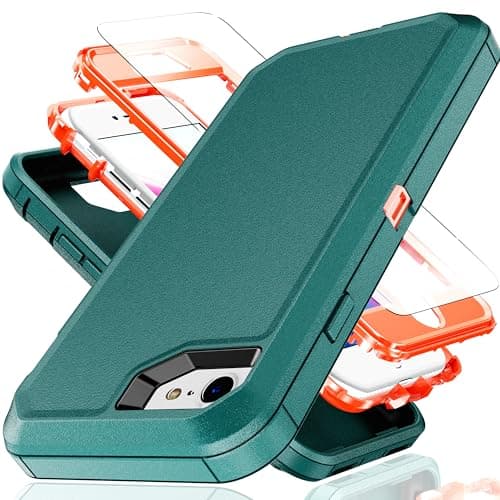 Image of YmhxcY iPhone 7/8/SE 2020/2022 Case, 3 in 1 Shockproof TPU Hard PC Bumper Drop-Proof Shell, Blue/Orange