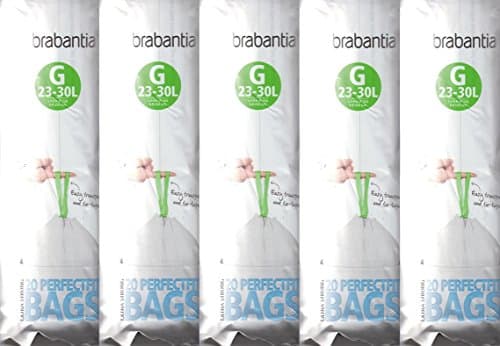 Image of 5 x Brabantia Pack Of 20 Extra Strong Perfect Fit G Size 23-30L Waste Bin Liners
