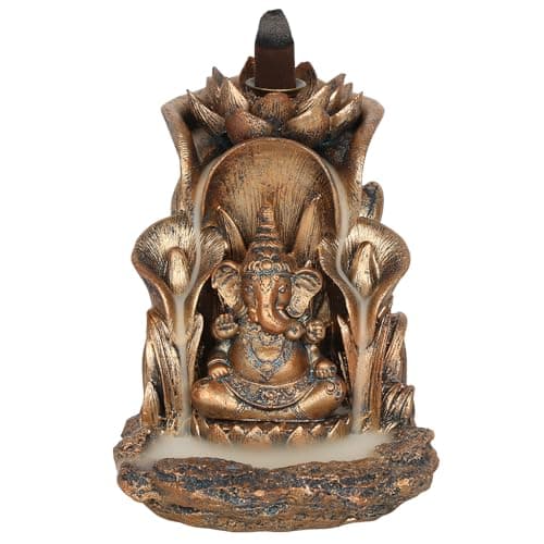 Image of Enchanting Bronze Resin Ganesh Backflow Incense Burner - 13.5cm x 11cm - Unique & Eye-Catching Design - Enhance Relaxation & Meditation - Ideal for Artistic Home Decor