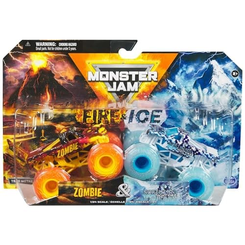 Image of Monster Jam 2024 Fire & Ice 1:64 Diecast Monster Truck 2-pack Zombie & Northern Nightmare